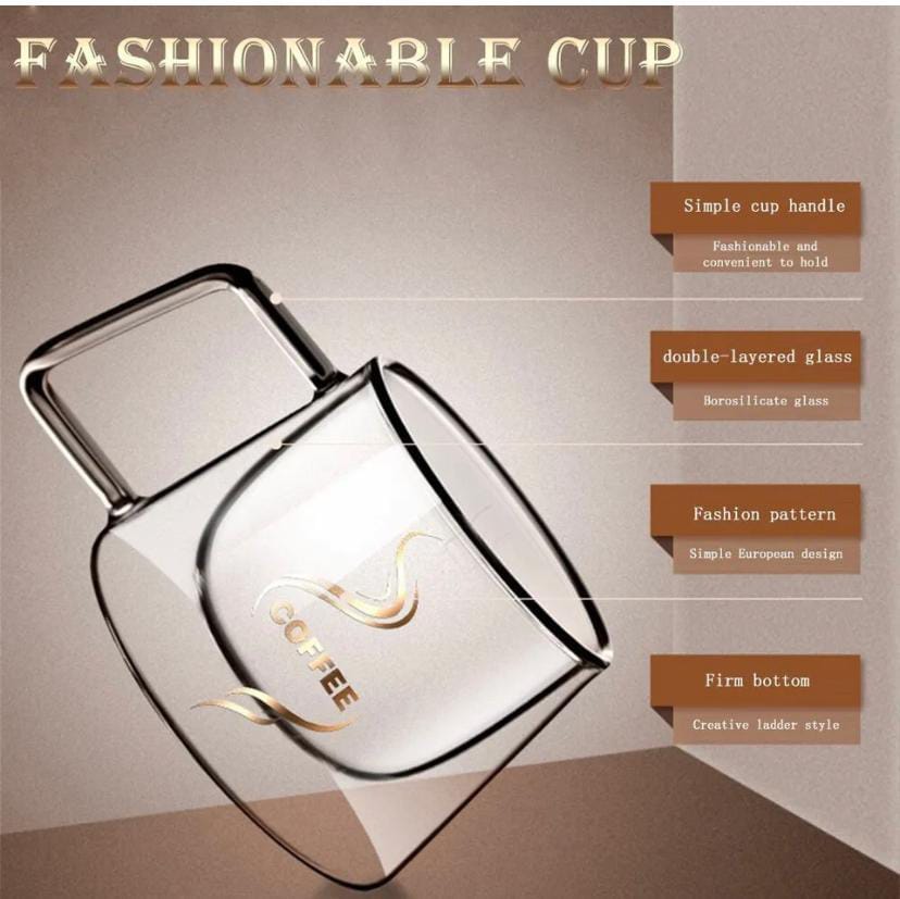 Transparent double bottom glass mug