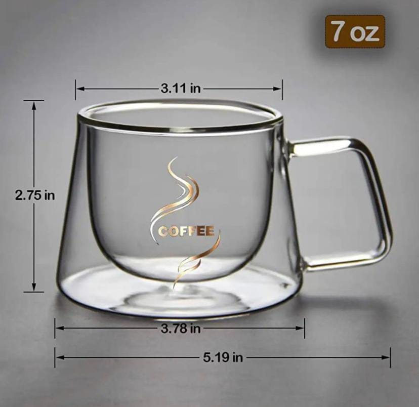 Transparent double bottom glass mug