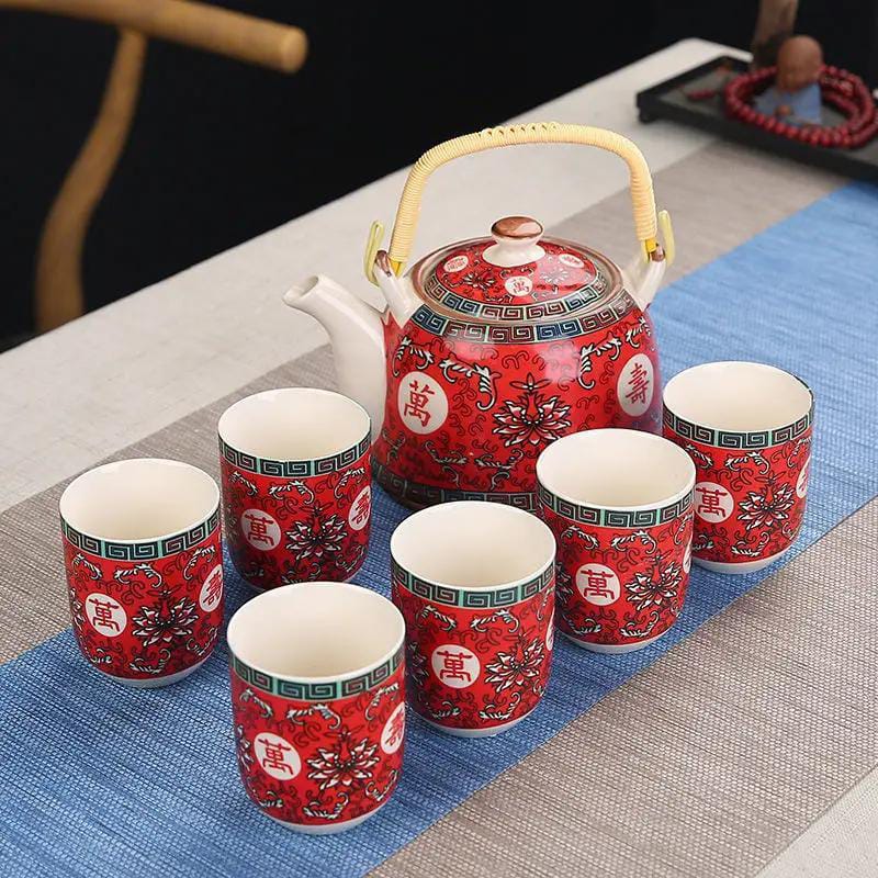 Chinese Style Ceramic Tea Set (Pack of 7)