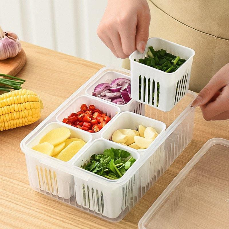 6 Grid Refrigerator Drain Storage Box