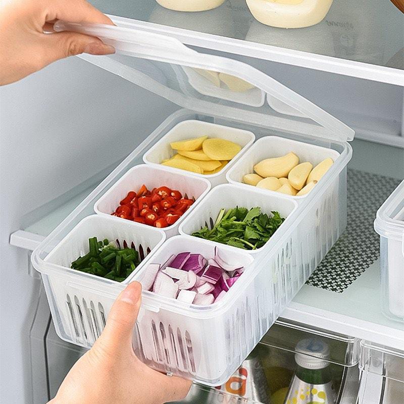 6 Grid Refrigerator Drain Storage Box