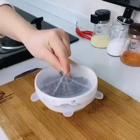 Silicone Stretchable Lid Covers (Set of 6 pcs - Mix/Random Colors)