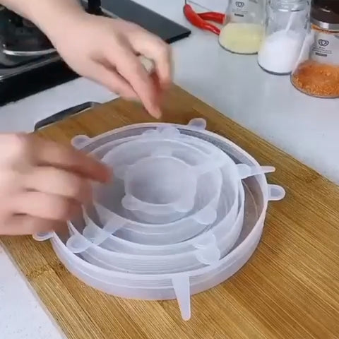 Silicone Stretchable Lid Covers (Set of 6 pcs - Mix/Random Colors)