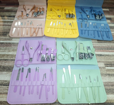 16 PCS Professional Manicure Set - Full Function Kit Stainless Steel Pedicure Sets With Leather Portable Case