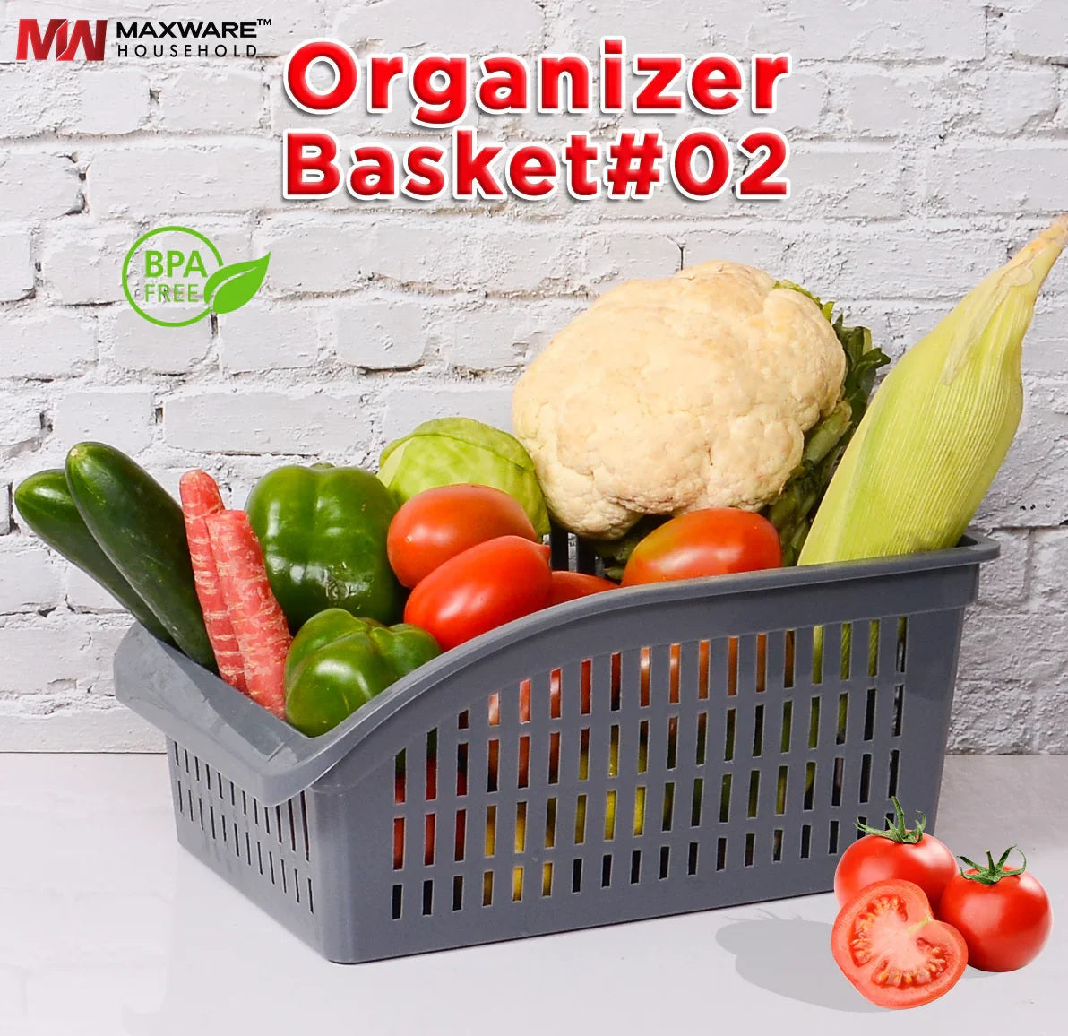 Plastic Fridge Storage Organizer Basket- Pack of 3- Short-Heightened