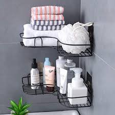 Wall-Mounted Metal Bathroom Corner Shelf Organizer – Multipurpose Storage Solution