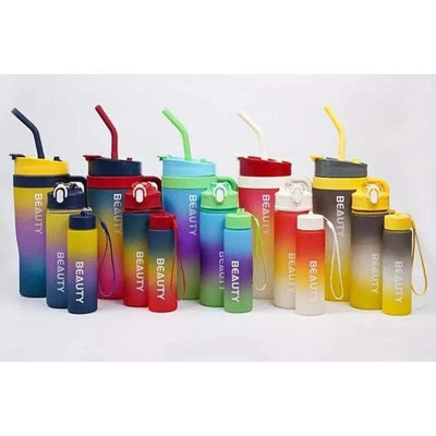 3 Pcs Plastic Tumbler Water Bottles Set Multi-colors