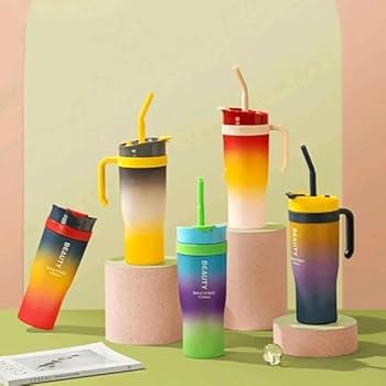 3 Pcs Plastic Tumbler Water Bottles Set Multi-colors