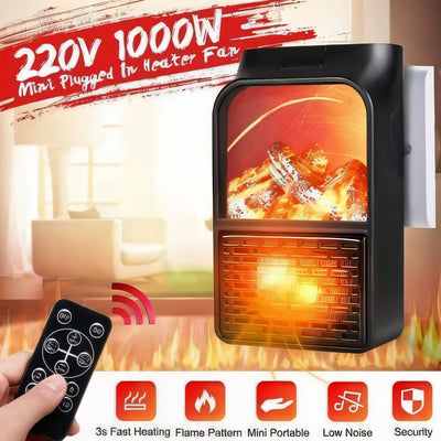 1000w LED Direct Power Flame Room Heater with Wireless Remote and LED Display