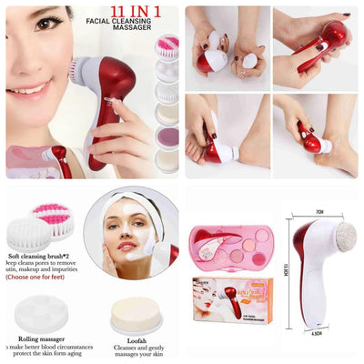 11 in 1 Portable Electric Facial Massager &  Body Exfoliating Scrub Machine – Your Ultimate Skincare Solution!