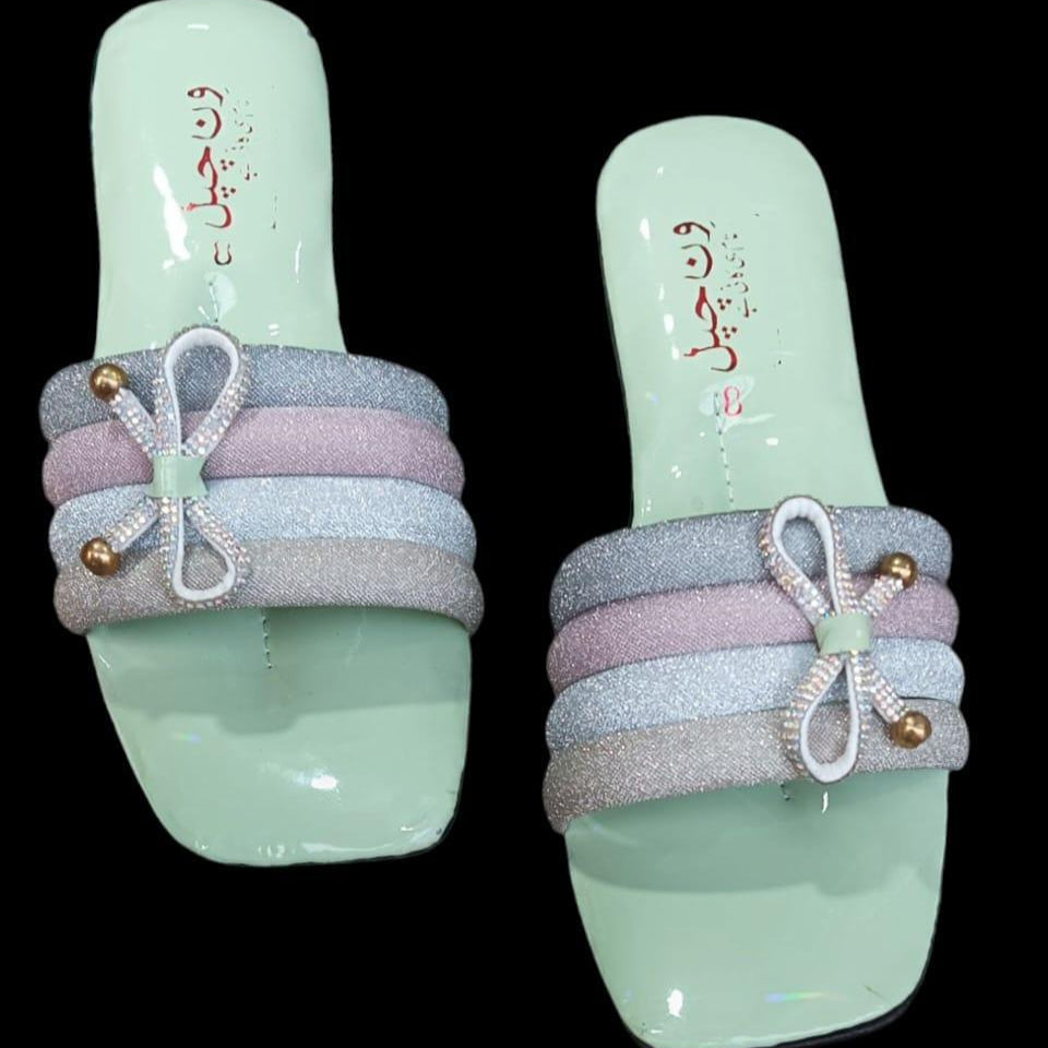 Women's Glitter PVC Flats Slippers Style 16