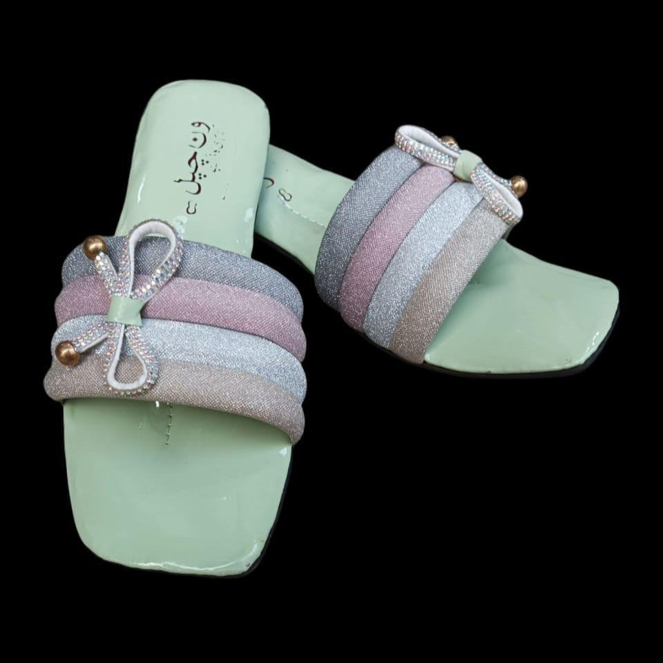 Women's Glitter PVC Flats Slippers Style 16