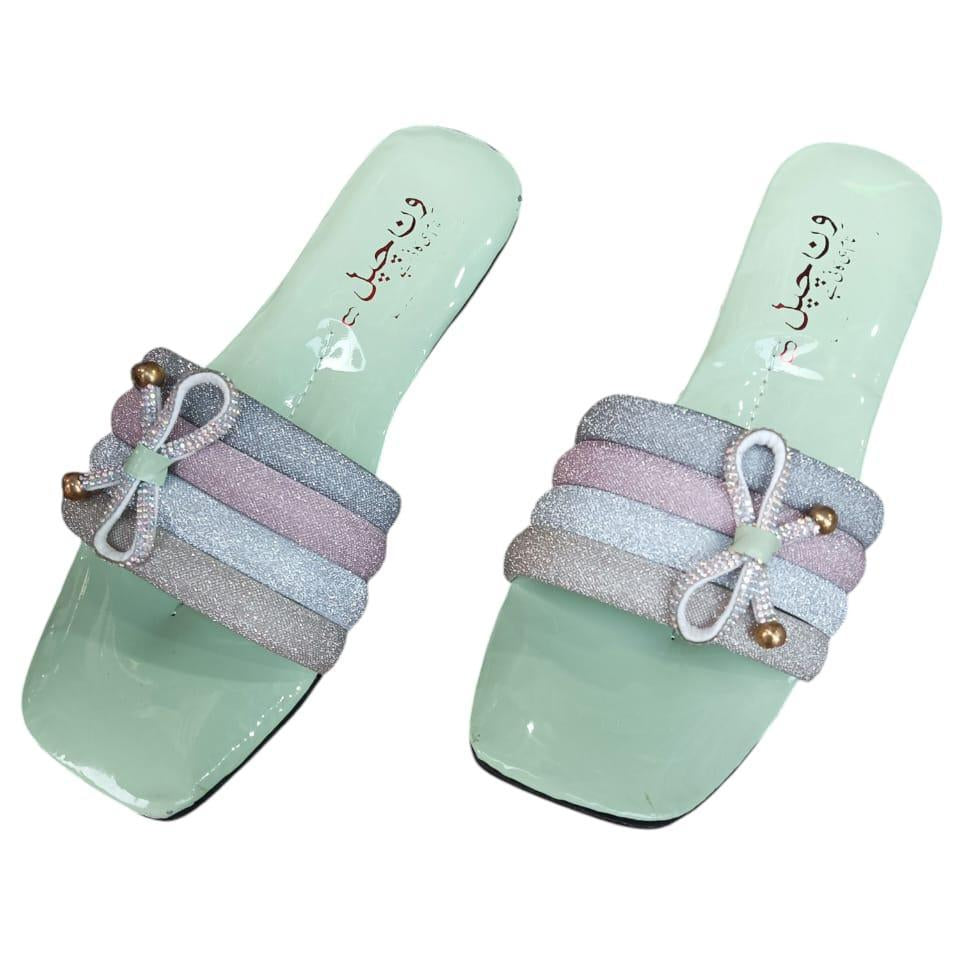 Women's Glitter PVC Flats Slippers Style 16