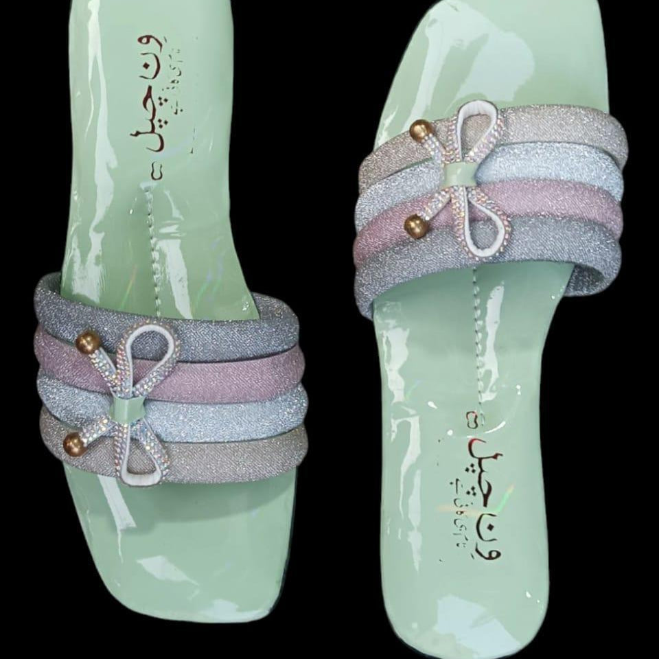 Women's Glitter PVC Flats Slippers Style 16