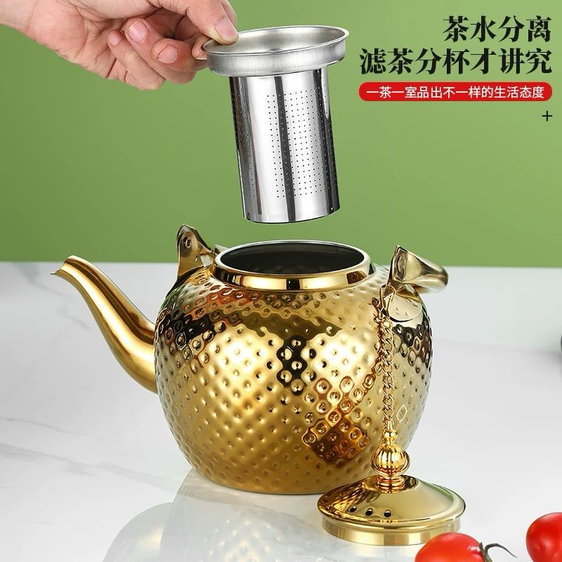 1 Pc Stainless Steel Tea Kettle With Dotted Design