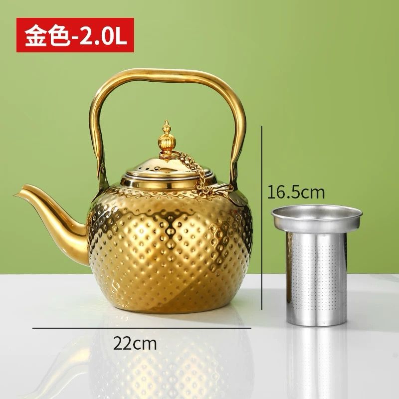 1 Pc Stainless Steel Tea Kettle With Dotted Design