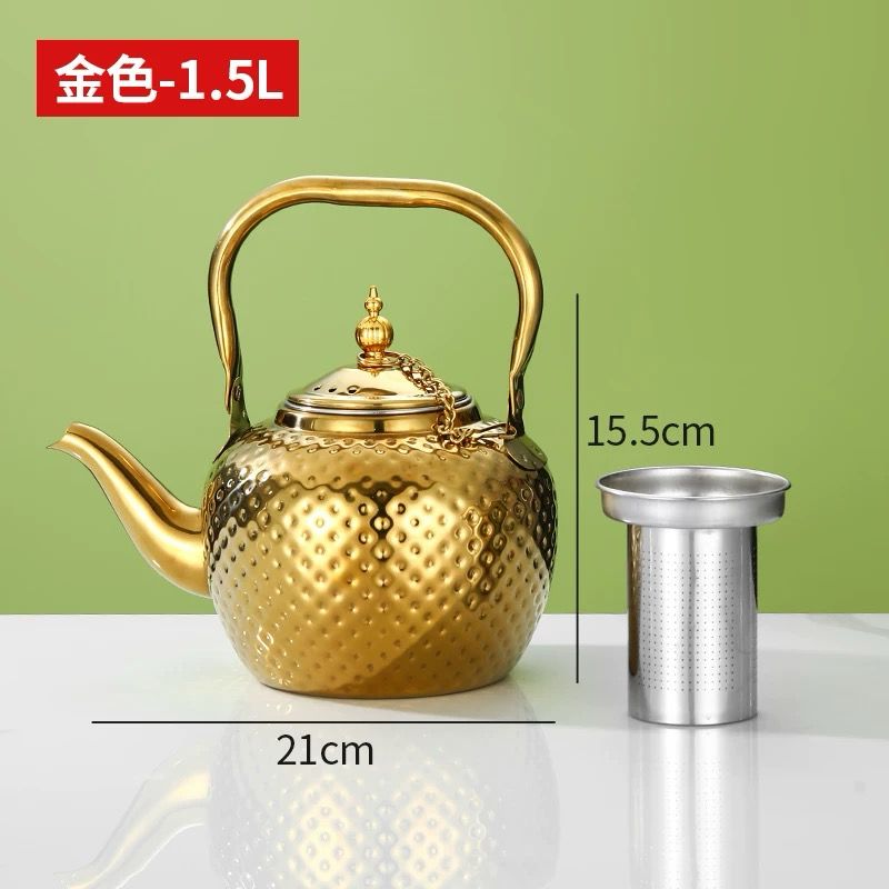 1 Pc Stainless Steel Tea Kettle With Dotted Design