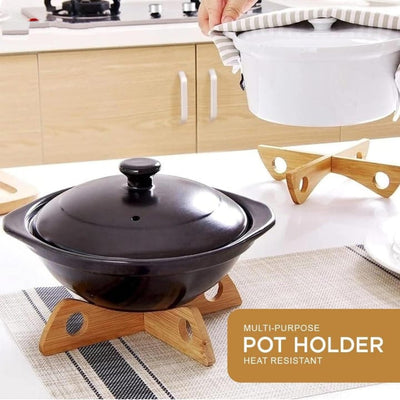 Wooden Pan Pot Holder – Detachable, Heat-Resistant & Non-Slip Stand for Hot Pans, Bowls, and Dishes