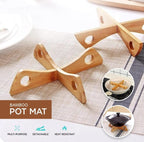 Wooden Pan Pot Holder – Detachable, Heat-Resistant & Non-Slip Stand for Hot Pans, Bowls, and Dishes