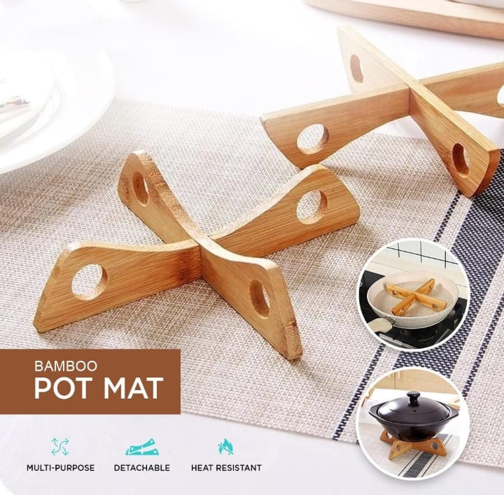 Wooden Pan Pot Holder – Detachable, Heat-Resistant & Non-Slip Stand for Hot Pans, Bowls, and Dishes